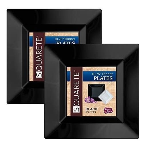 Squarete 10.75 Pulgadas Negro Cena Plaza Platos Elegante Pa