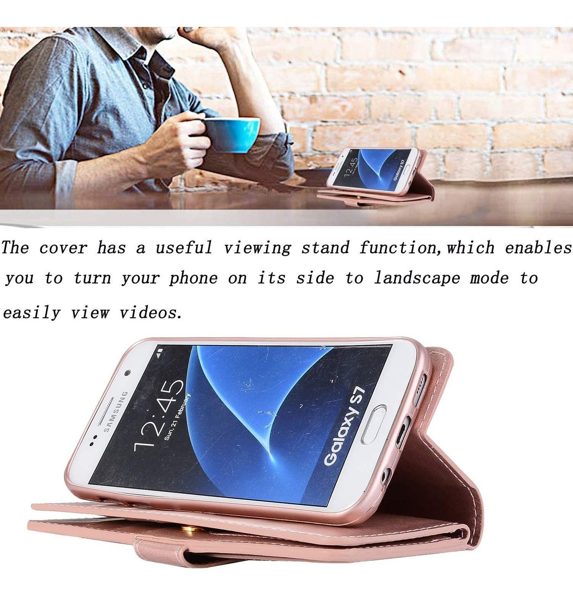 Zcdaye Funda Tipo Cartera Para Galaxy S7 Edge, Con Función A