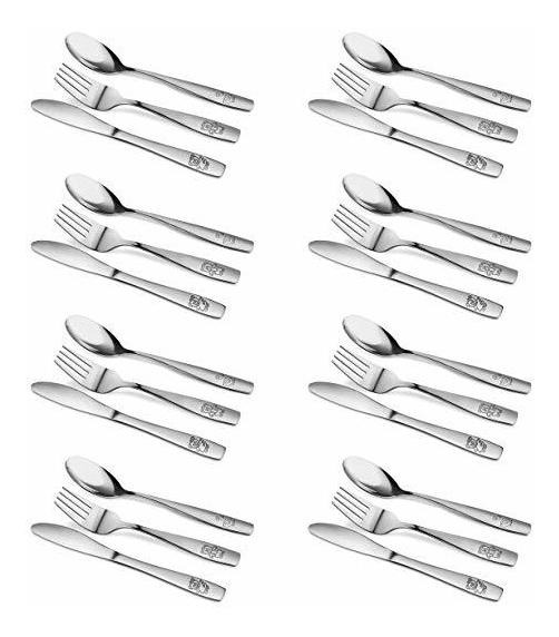 24 Piezas De Acero Inoxidable Cubiertos Niños, Niño Y Del Ni