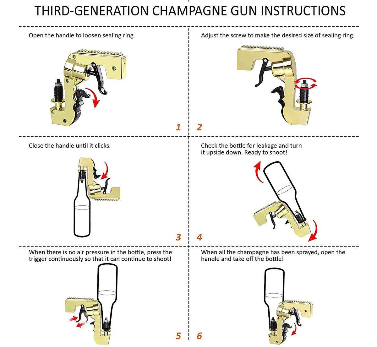 Tirador De Pistola De Cerveza, Pistola De Champán De 3 Gene
