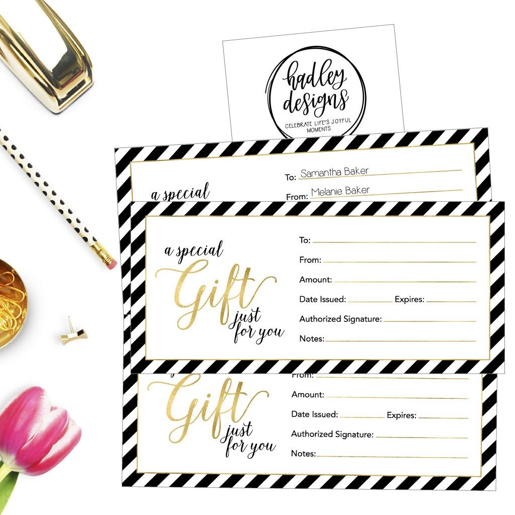 25 4x9 En Blanco Del Oro Del Vale Tarjetas Vales De Vacacion