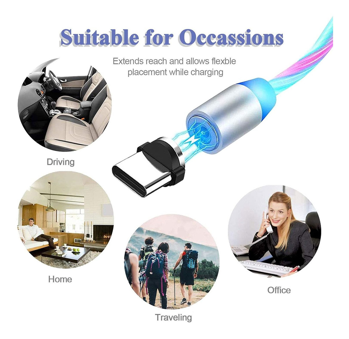 Cable De Carga Magnético Led 3 En 1 Usb Iproduct Android Cab