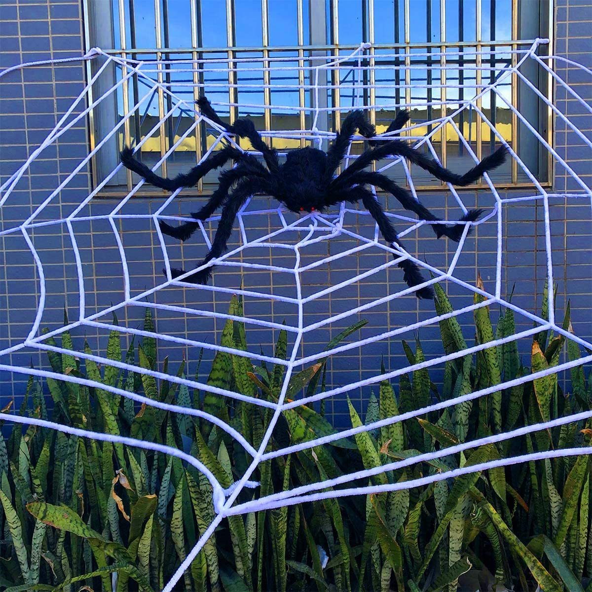 Anditoy Araña Gigante De Halloween De 12 Pies Con Red Grande