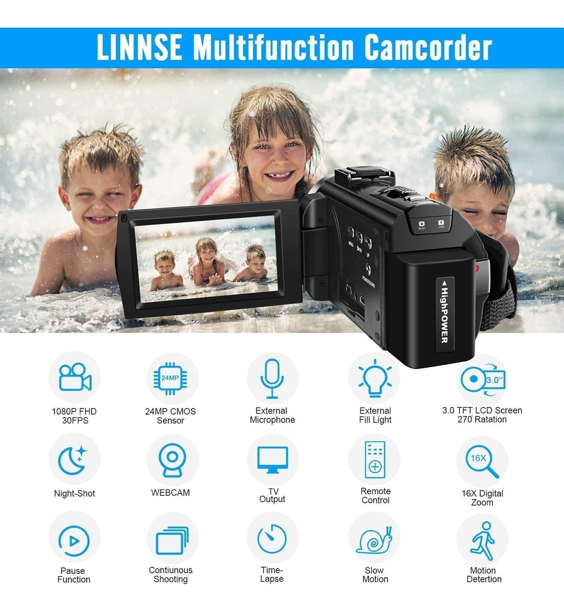 Cámara De Vídeo De Alta Definición, Toberto Videocámara Full