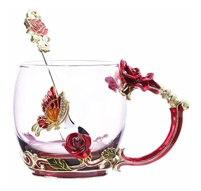 Té De La Taza De Café Taza Glassess Tazas & Spoon Hermoso Re