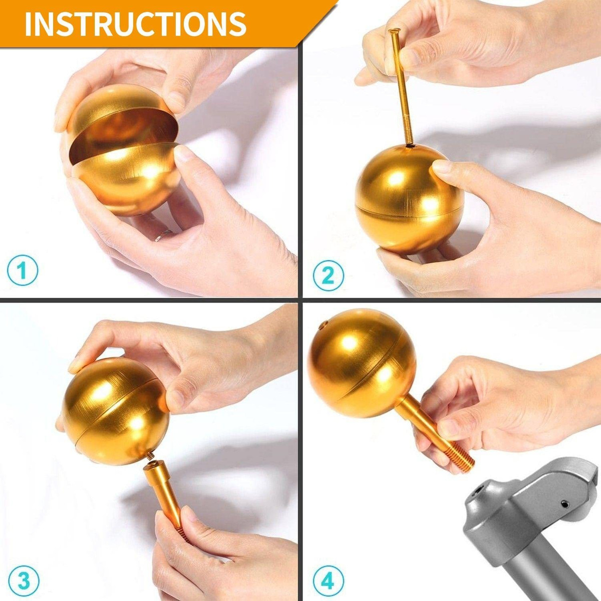 Anley Auténtico Adorno De Bola De Mástil De 3.0 In Acabado