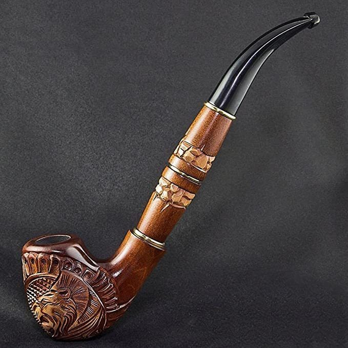 8.27 '' 'melena De León' Long Tallado Pipa De Madera De Fuma