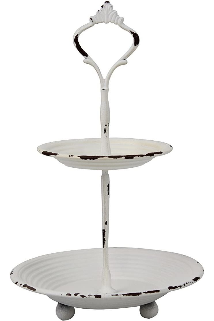 Stonebriar - Bandeja De Pequeña De Metal Blanco Desgastado D