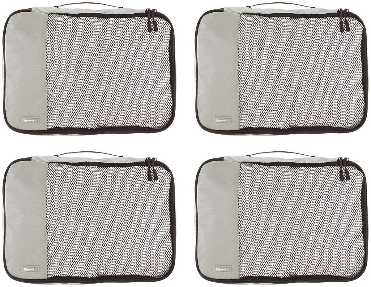 Amazonbasics 4 Piezas Embalaje Cubo Set - Medio, Gris
