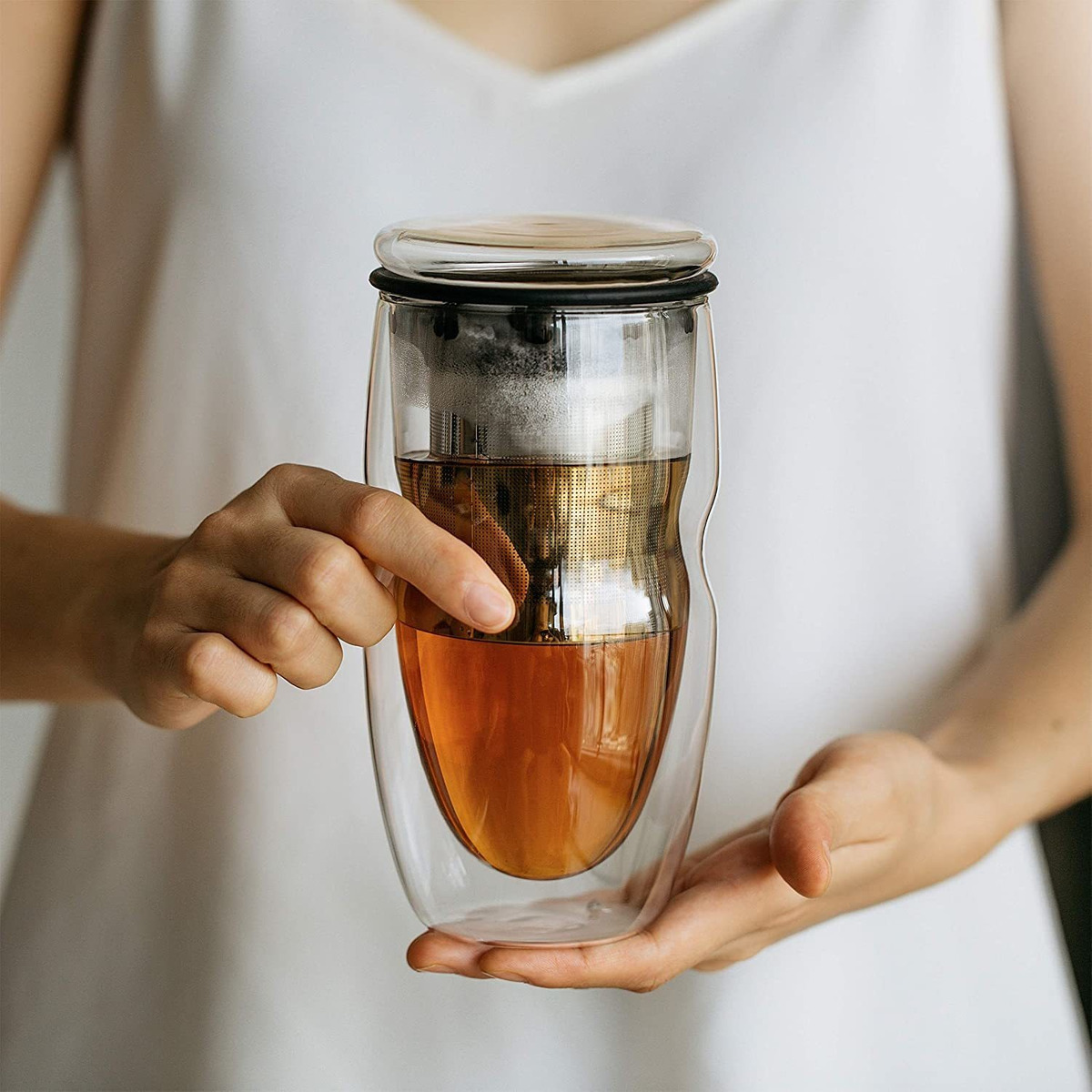 Btat- Taza De Té De Vidrio De Doble Pared Con Infusor De Ace