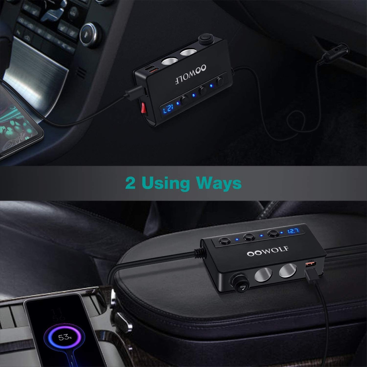 Adaptador De Encendedor De Cigarrillos, Oowolf, 180 W, 12 V/