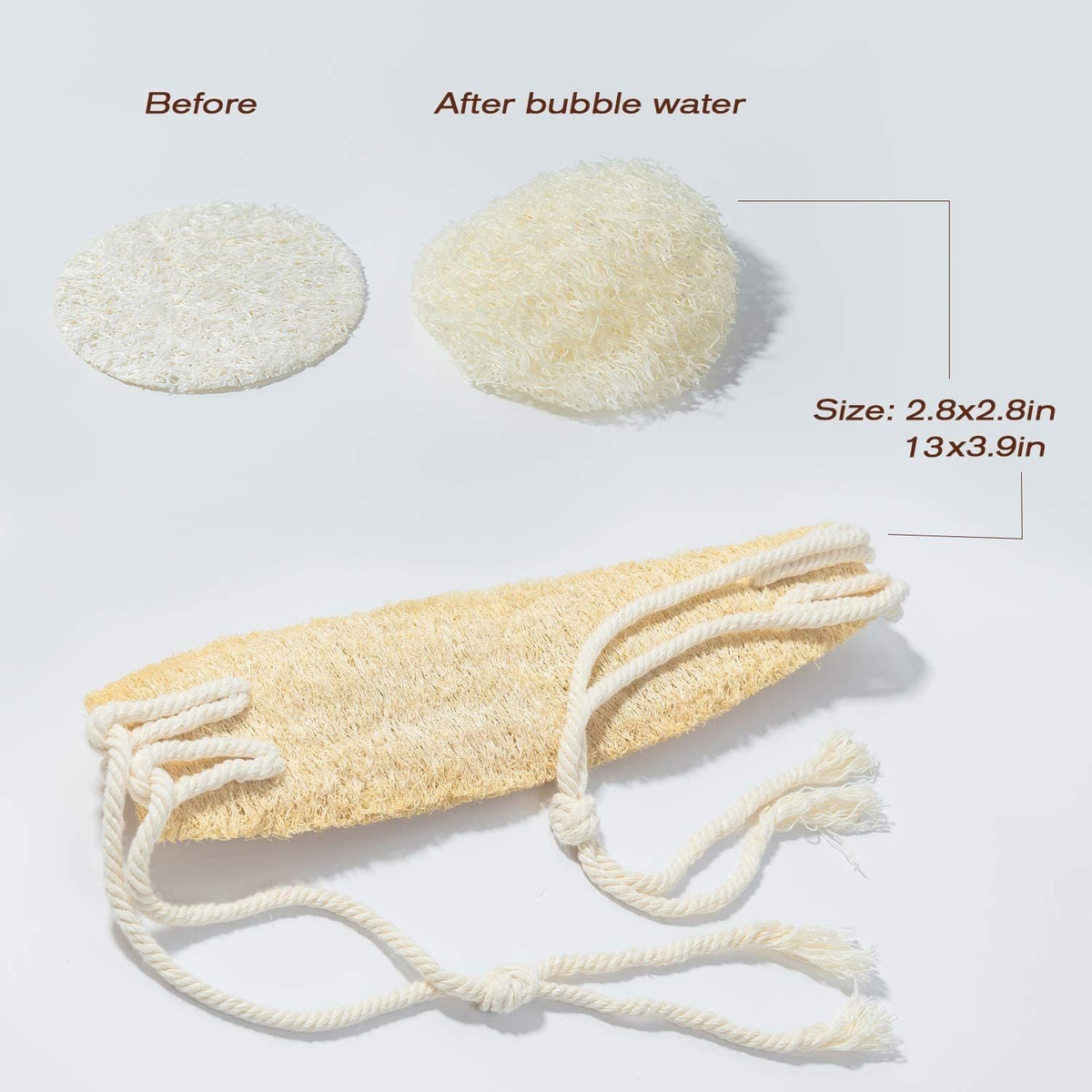 Melveen - Juego De Esponja Exfoliante Natural, Fabricado Con