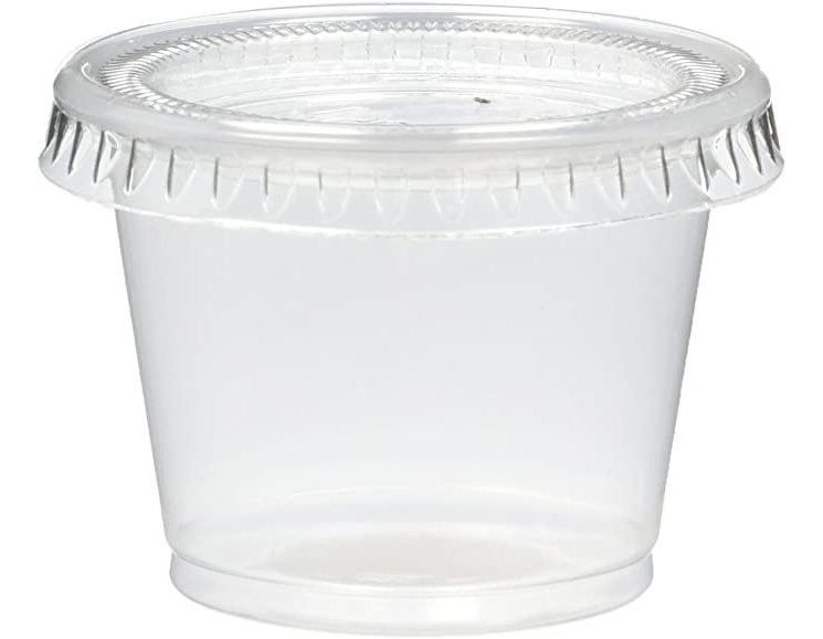 Tazas Para Soufflé O Gelatina Con Tapas, 1 Onza, Translúcida