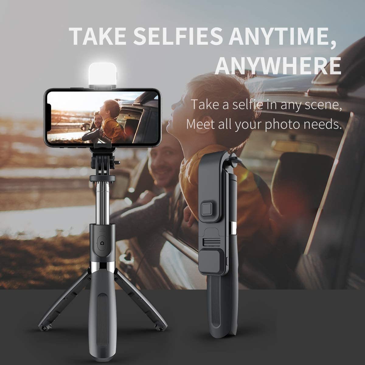 Selfie Stick Con Luz De Relleno, Extensible Selfie Stick Ina