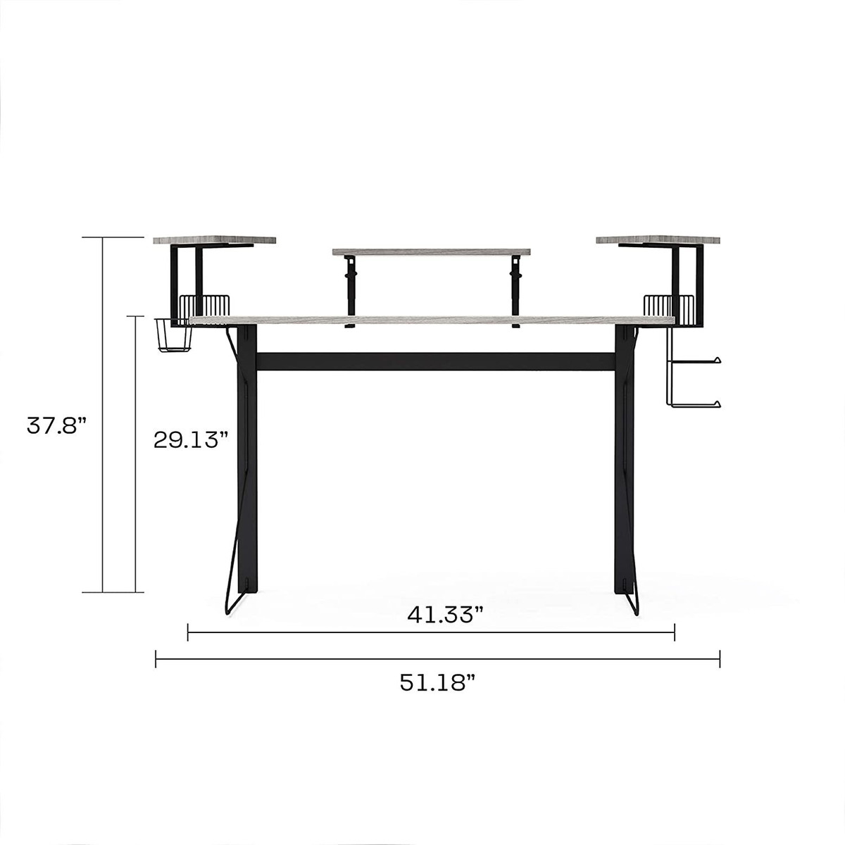 Dar - Escritorio Para Gaming De Metal Y Madera Con Soportes