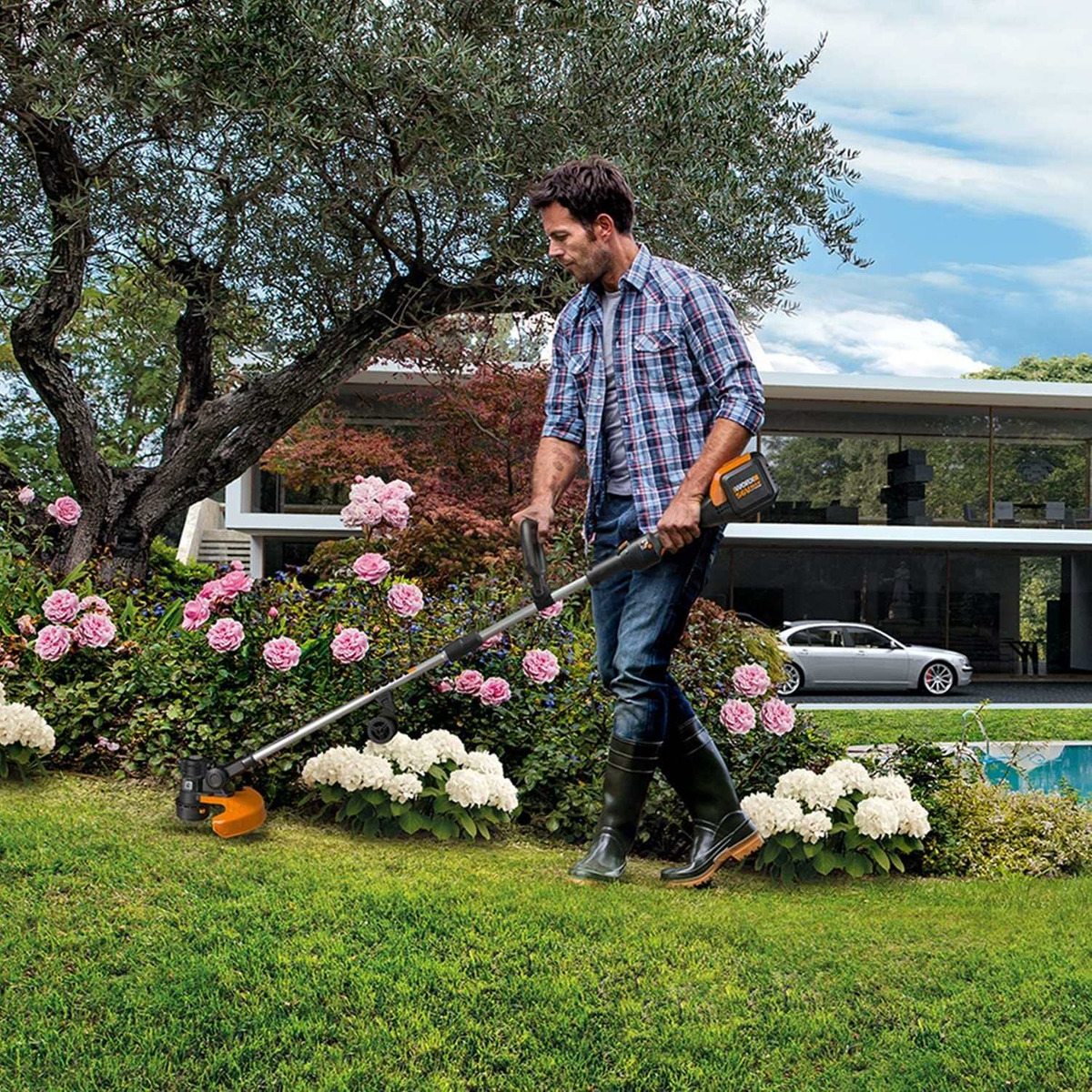 Worx Wg191 56v 13 Cortacésped Inalámbrico Y Bordeador Con R