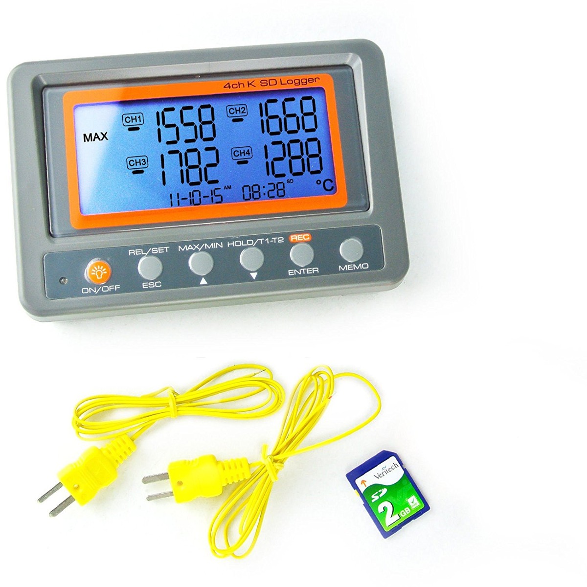 Az Instrumentos De 4 Canales K Tipo De Tarjeta Sd Termómetro