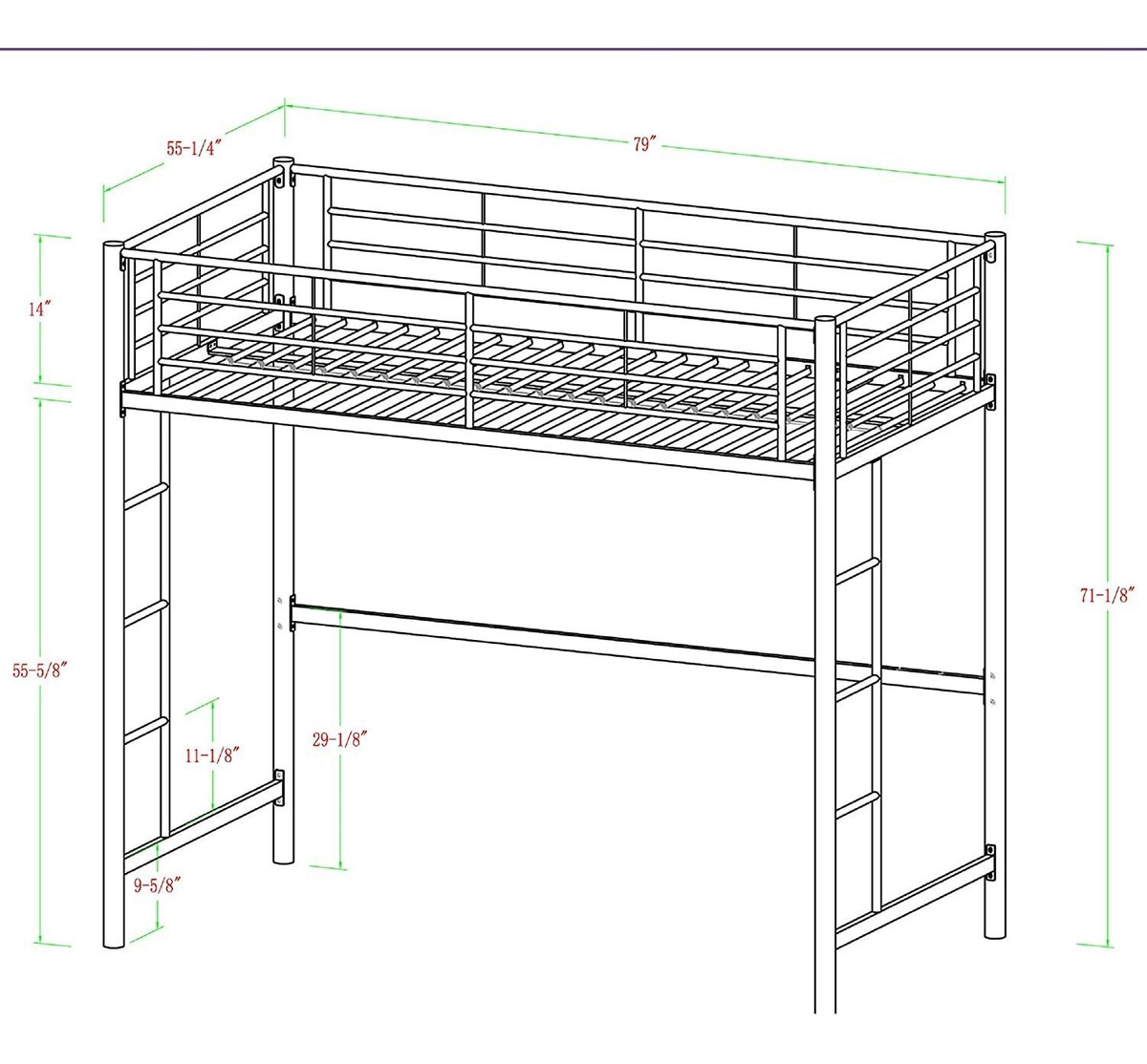 Walker Edison - Marco De Cama Individual Superior Con Ruedas