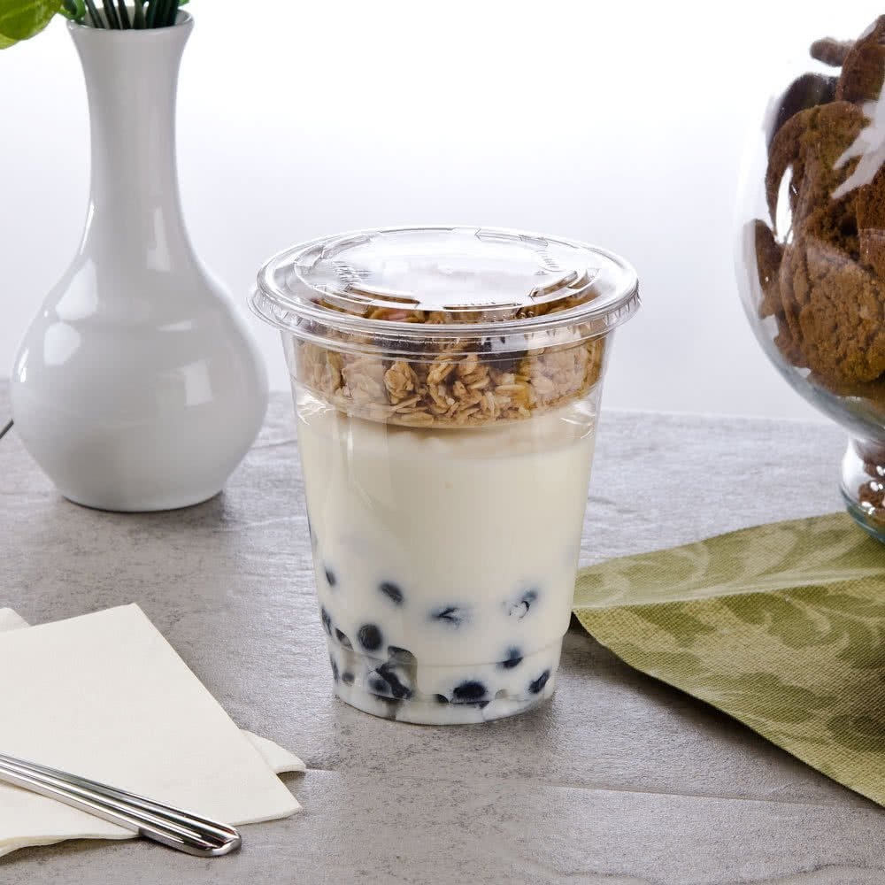 Claras Copas De Plástico Con Tapa De 16 Oz Con Parfait Inser