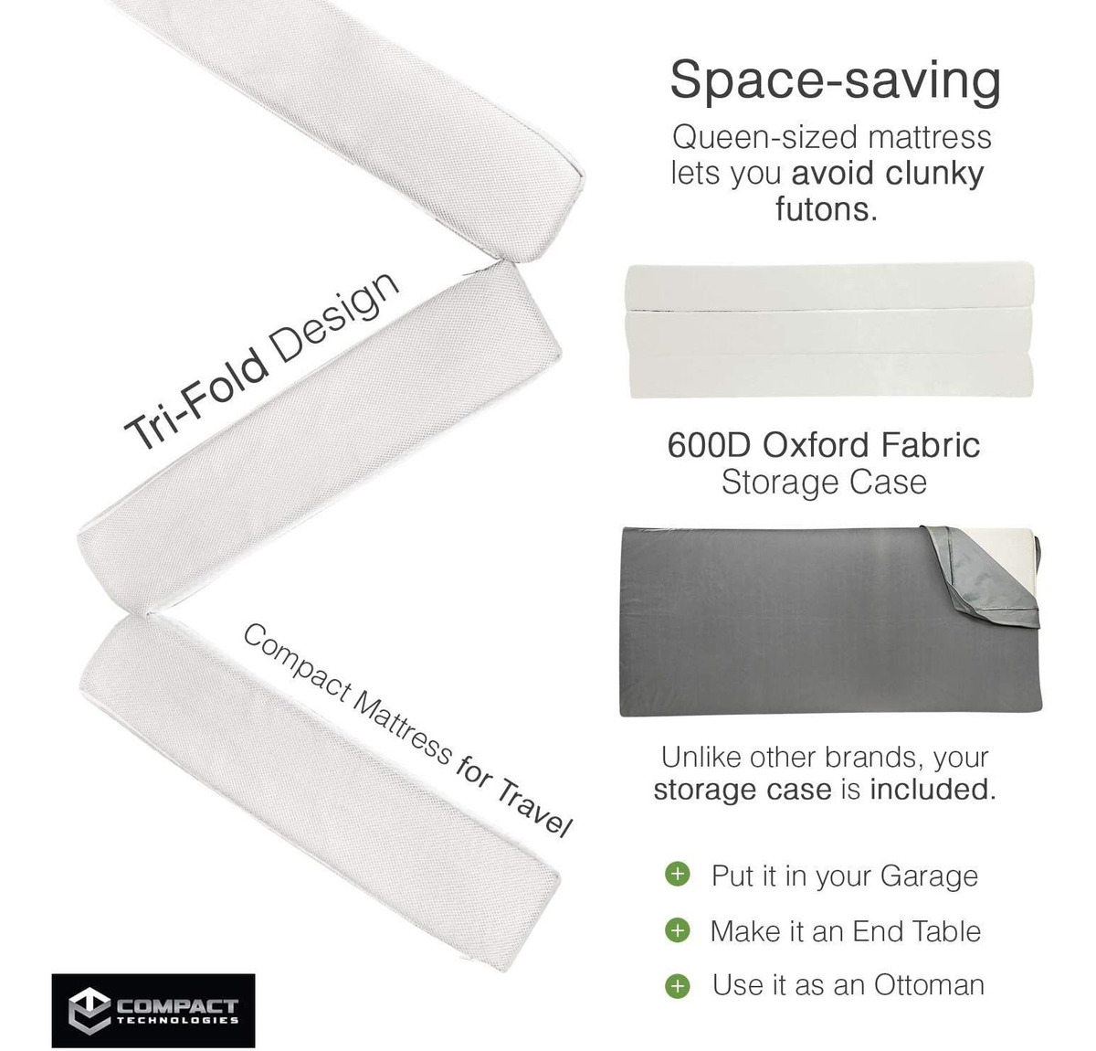 Colchón Portátil Cama Plegable Con Espuma Viscoelástica Pl