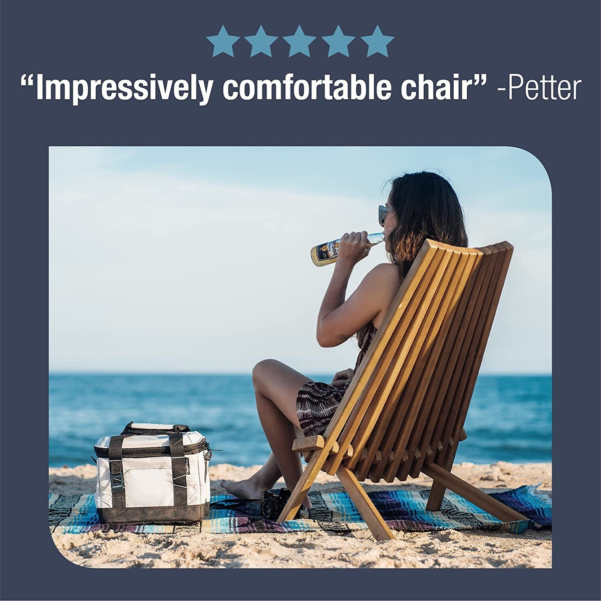 Clevermade Tamarack - Silla Plegable De Madera De Acacia De