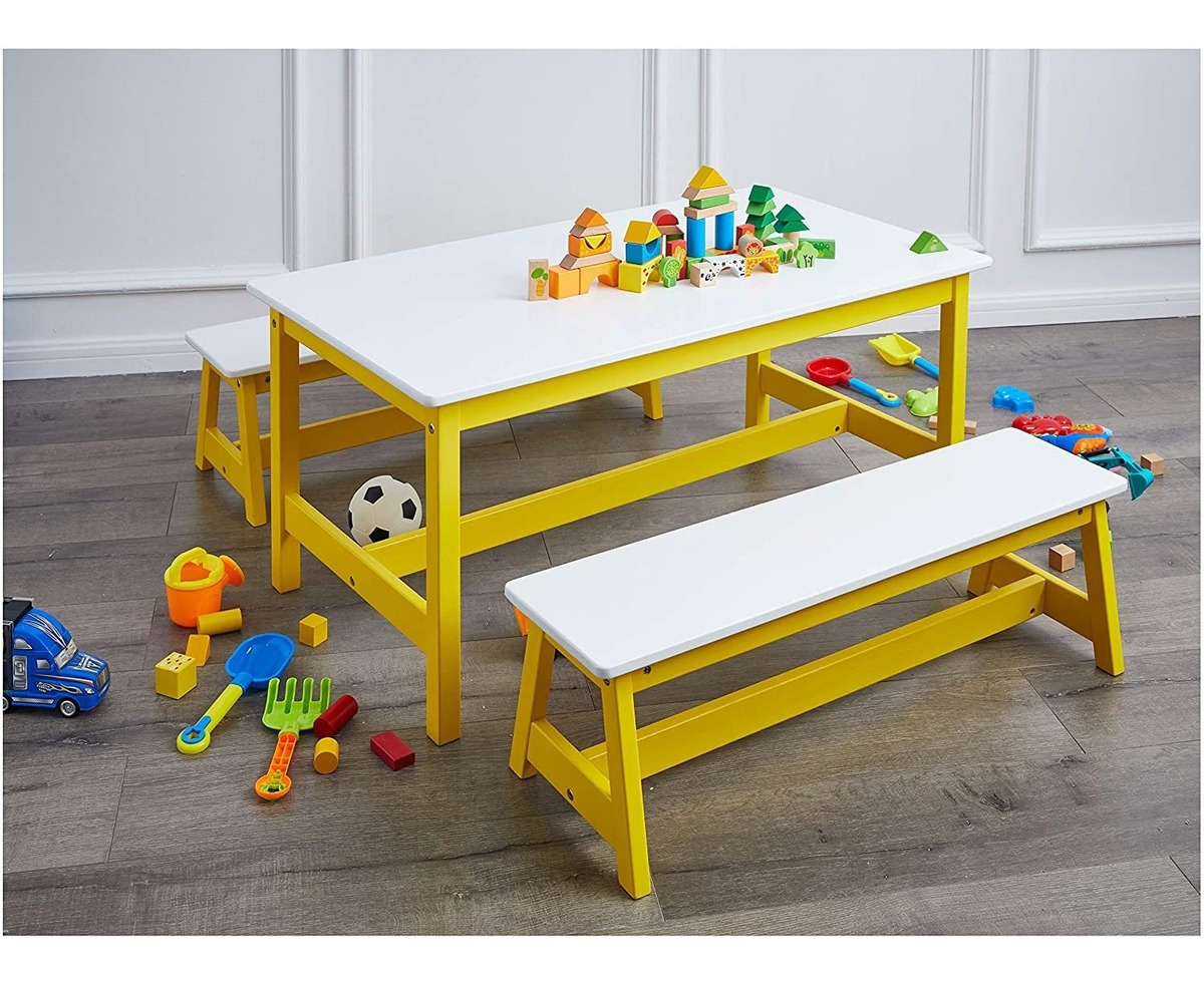 Amazon Basics - Juego De Mesa Y Banco Para Niños, Color Blan