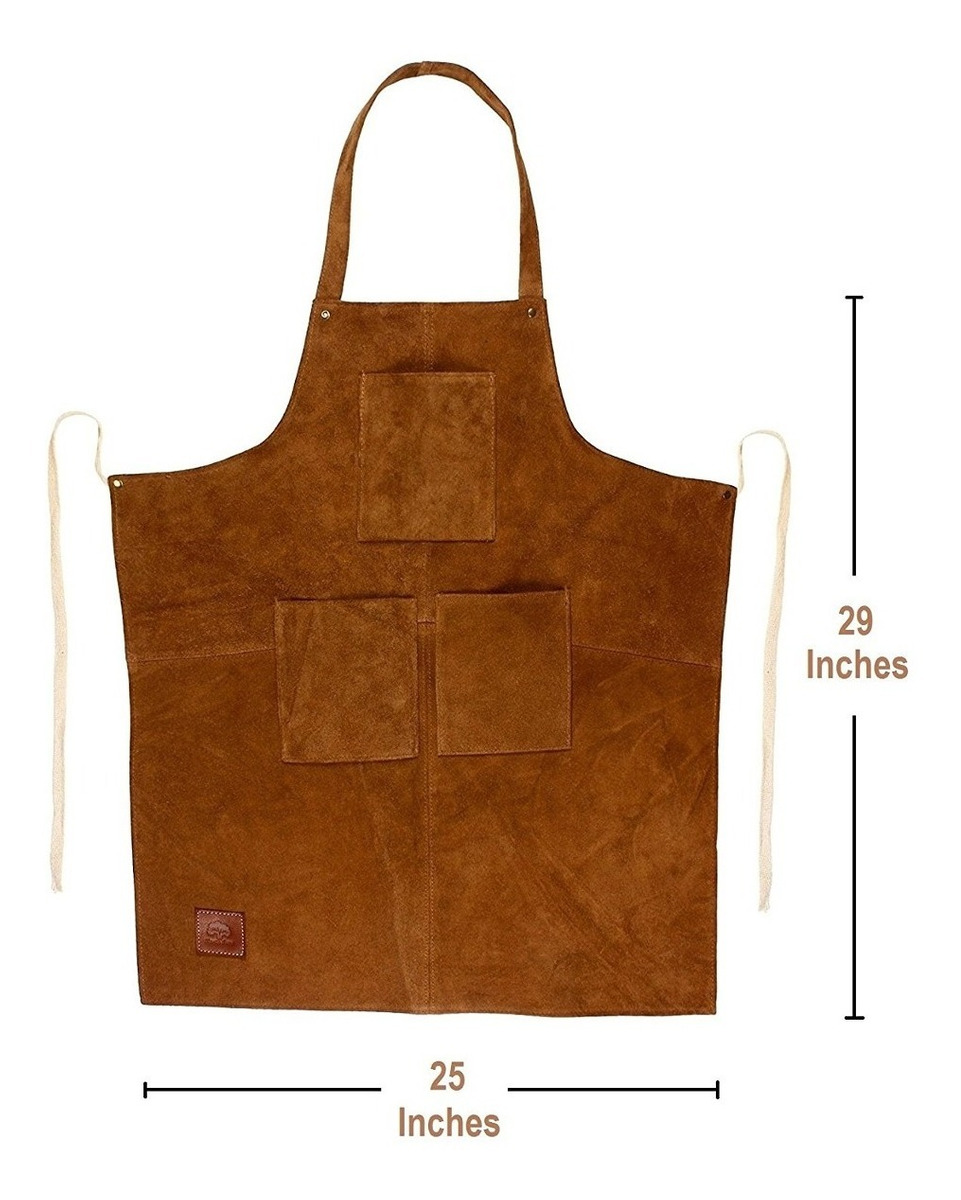 Grill Ciudad Rústico Cuero Auténtico Delantal De Trabajo Con