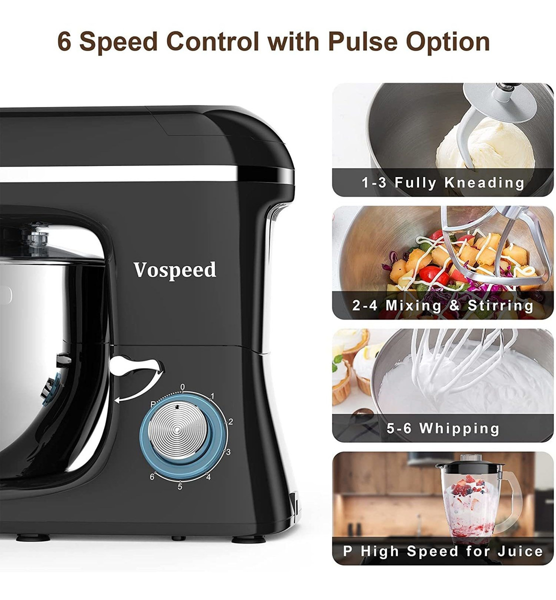 Vospeed Mezclador De Pie 5 En 1, Mezclador Eléctrico Multifu