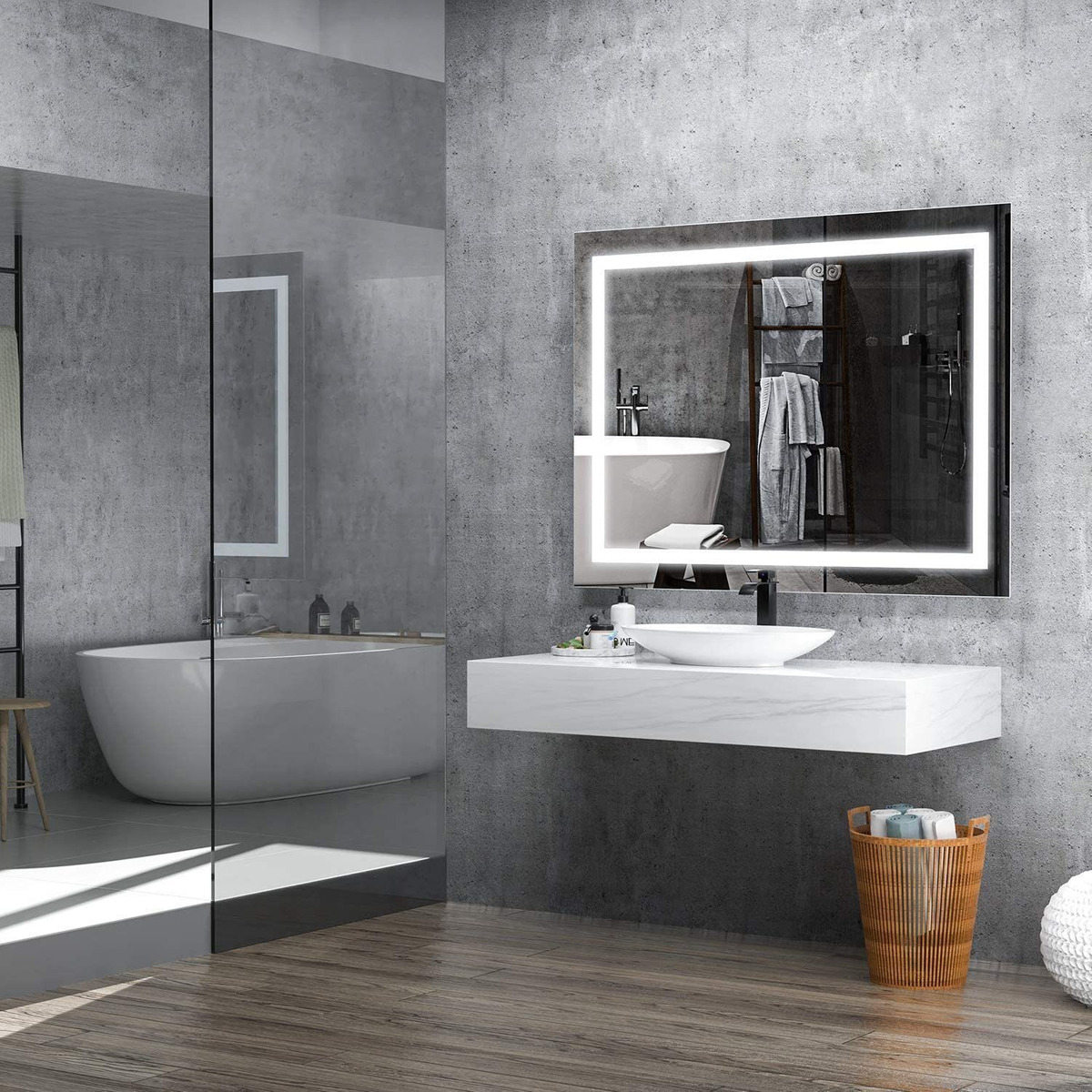 Anten 36x28 Inch Bathroom Led Mirror, Horizontal  Vertical