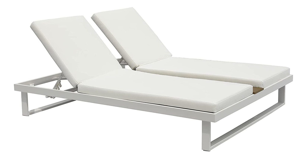Whiteline Modern Outdoor Living White, Sandy Double Lounge C