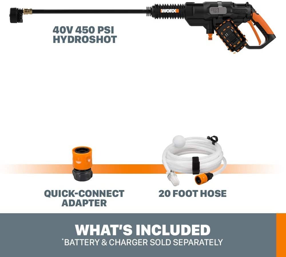 Worx Wg644.9 - Limpiador A Presión Portátil De 40 V (2 X 20