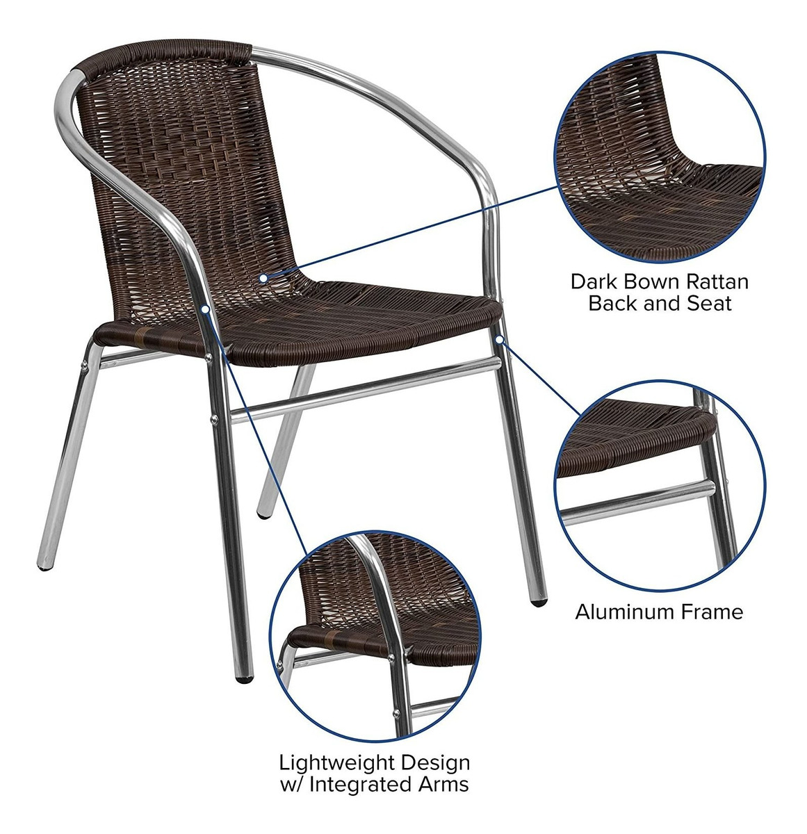 Flash Furniture Paquete De 4 Sillas De Mimbre De Aluminio Co