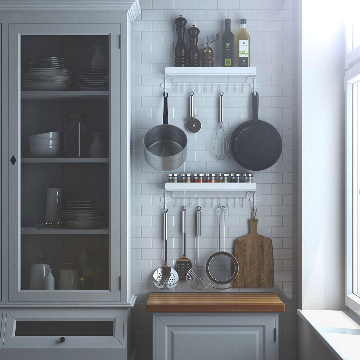 Wallniture Flotante Colgando De Almacenamiento Utensilios De