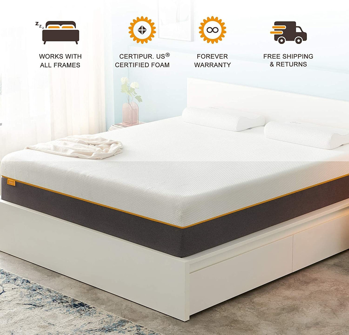 Colchón Oyt De Espuma Viscoelástica En Una Caja Con Espuma C