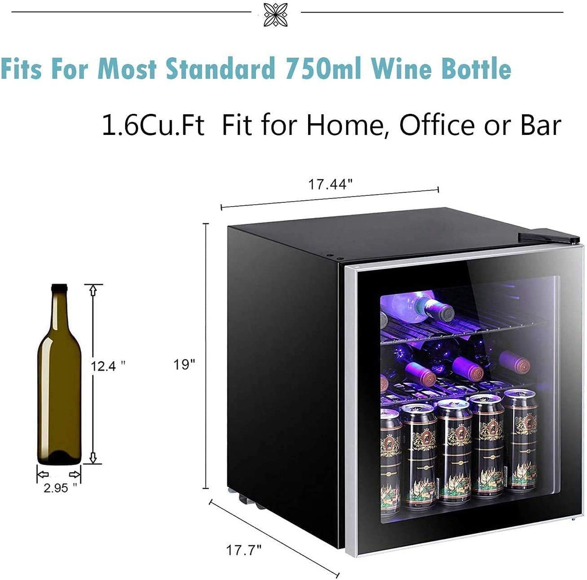 Antarctic Star Refrigerador De Vino/gabinete De 1.6 Pies Cúb