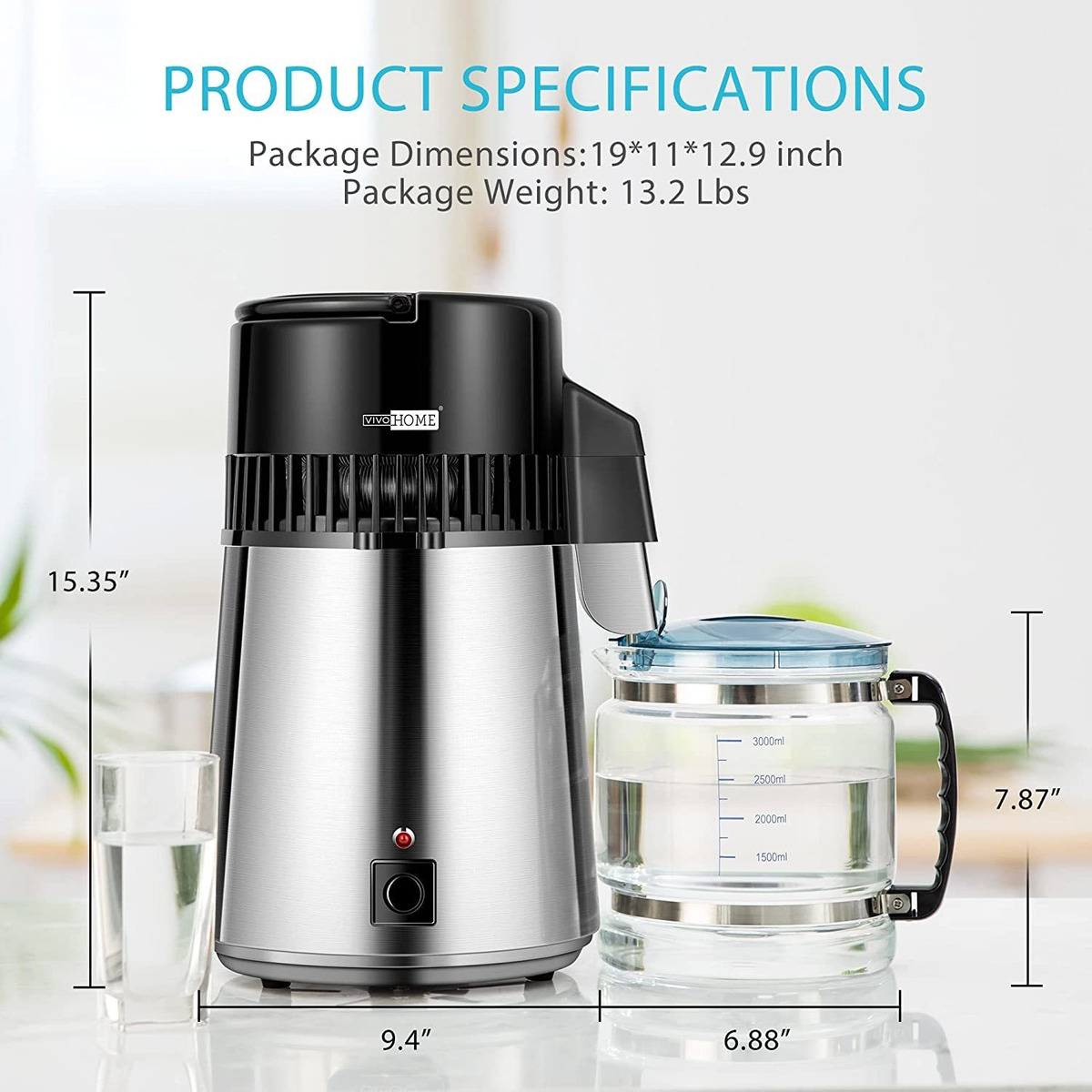 Vivohome Destilador De Agua De Acero Inoxidable Cepillado 30