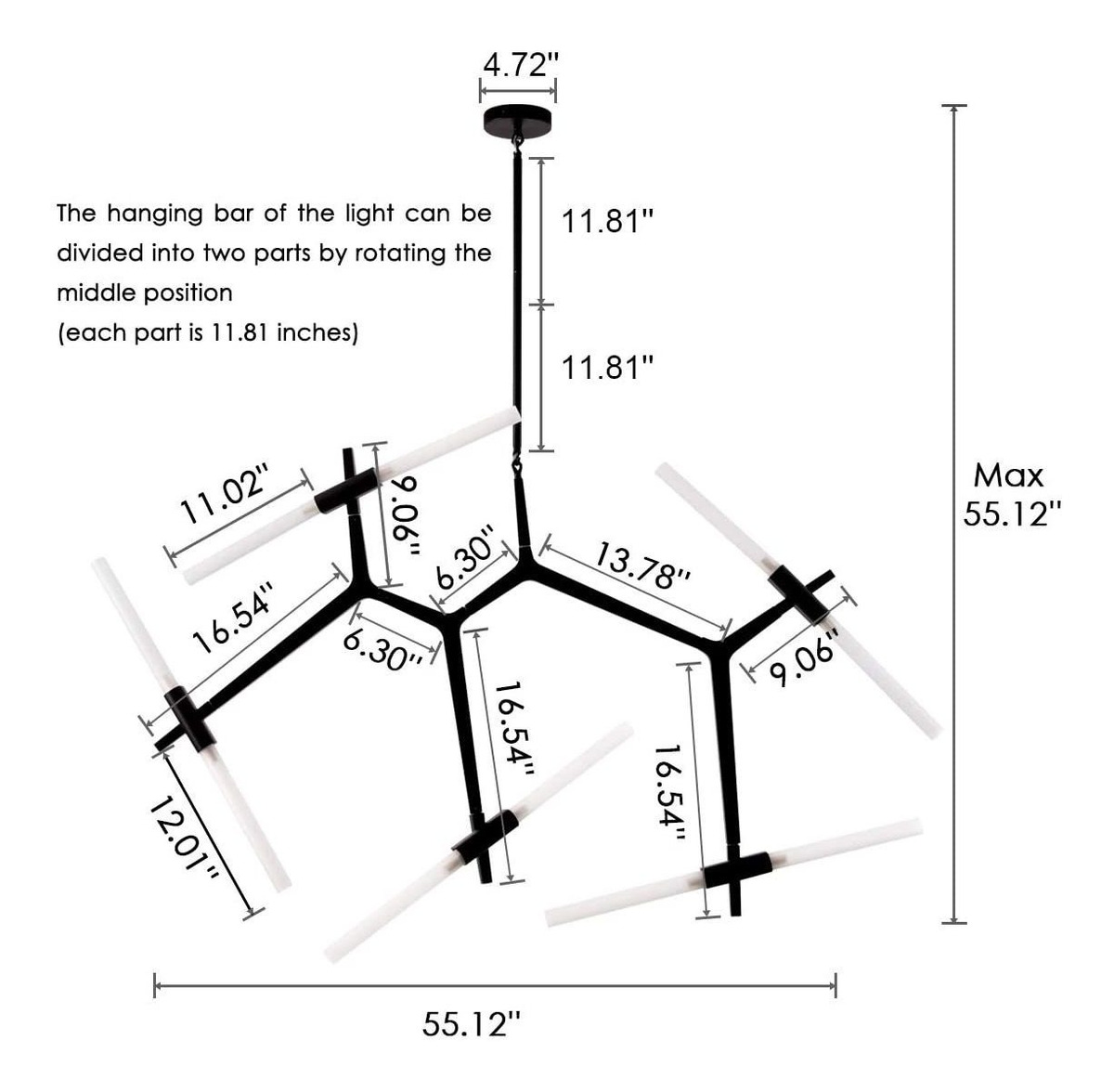 Weesalife Sputnik - Lámpara De Araña Moderna De 10 Luces Con