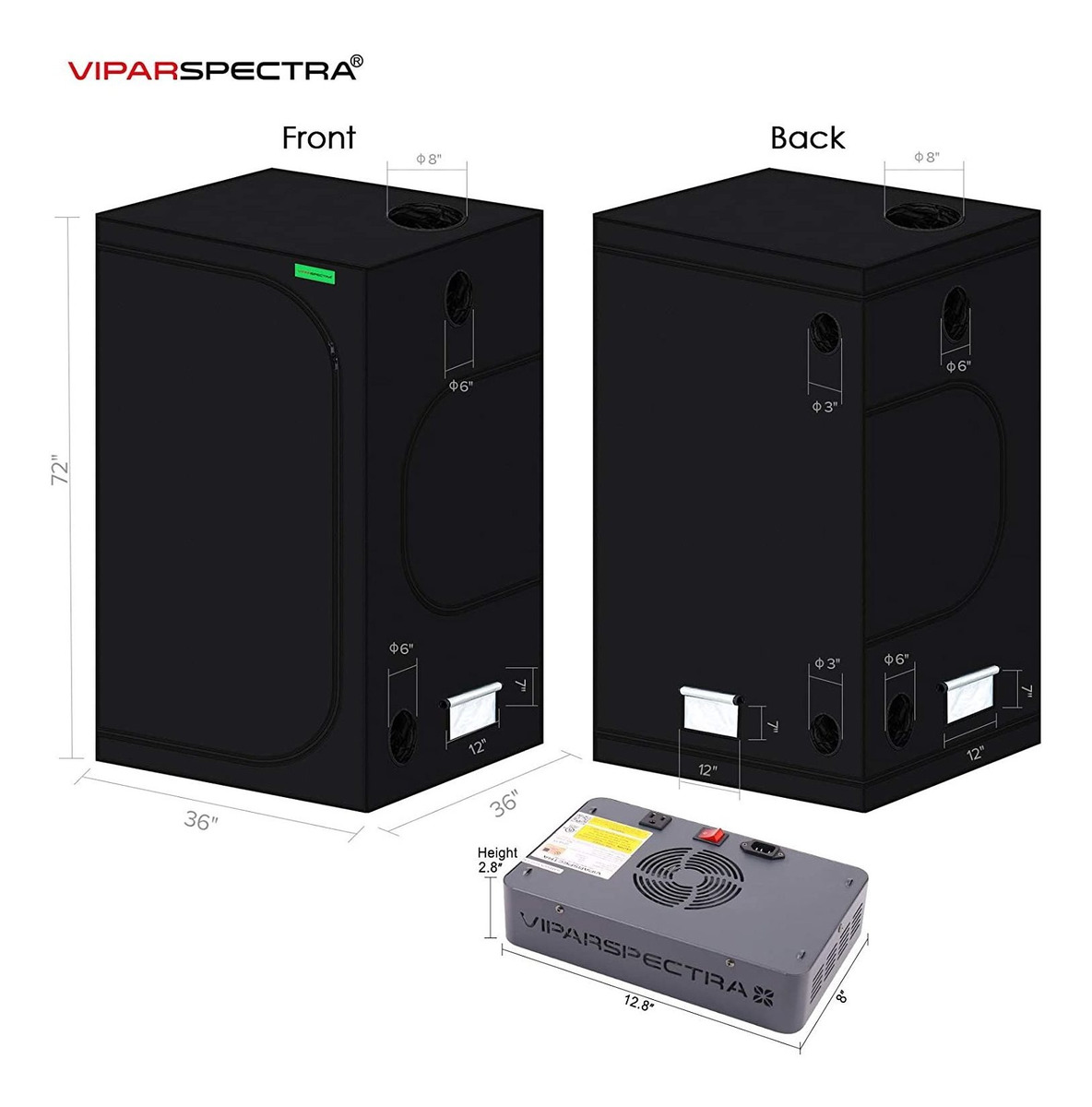 Viparspectra 36 X36 X72 Mylar Hidropónico Crecen Tienda