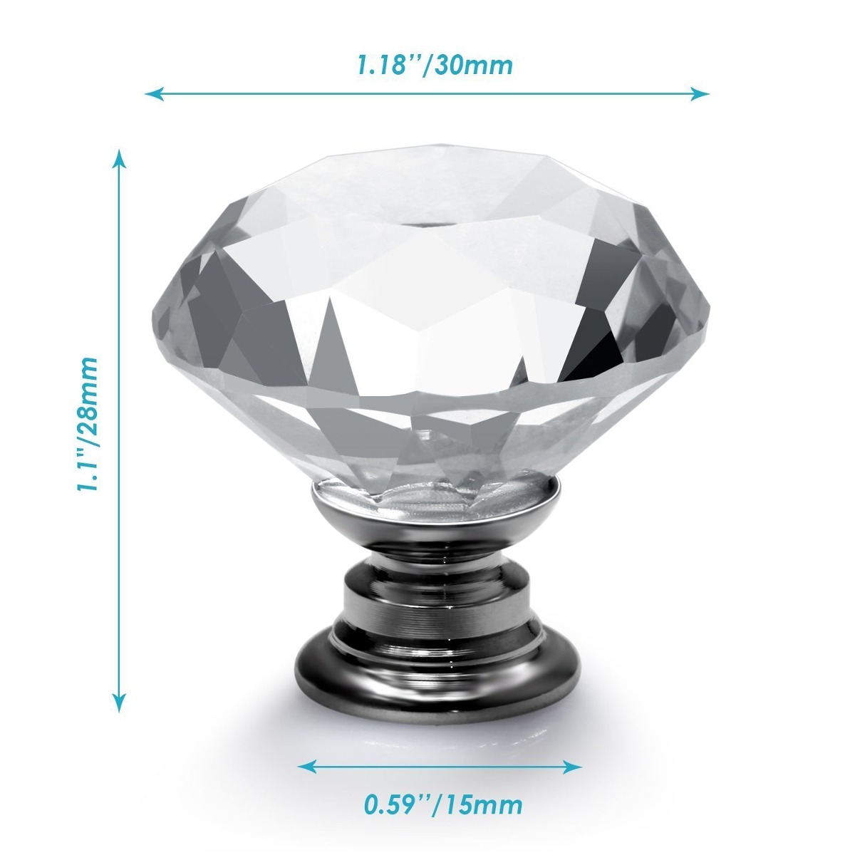 12 Piezas De 30 Mm Crystal Clear Vitrina Dresser Perilla Pro