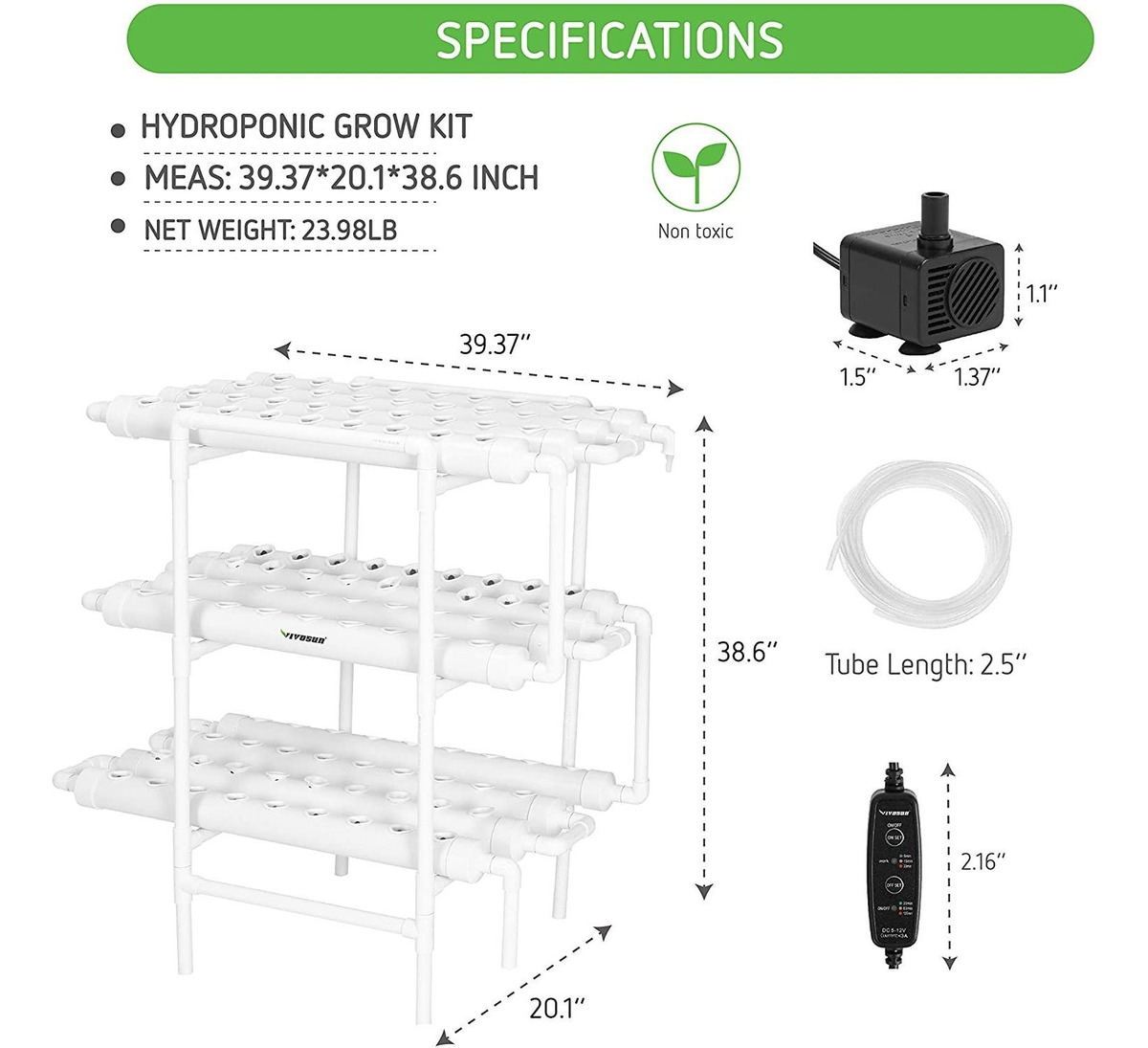 Vivosun Hidropónico Kit De Cultivo De 3 Capas, 108 Emplazami