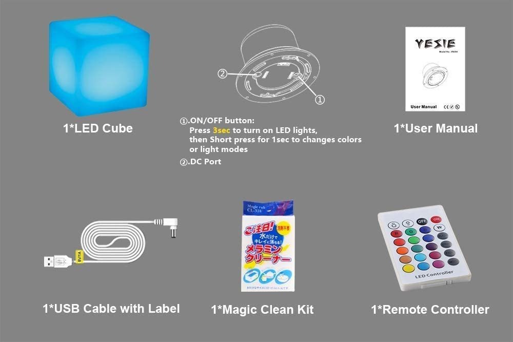 Yesie - Luz Nocturna Led, Luz Nocturna Inalámbrica, Cubo Led