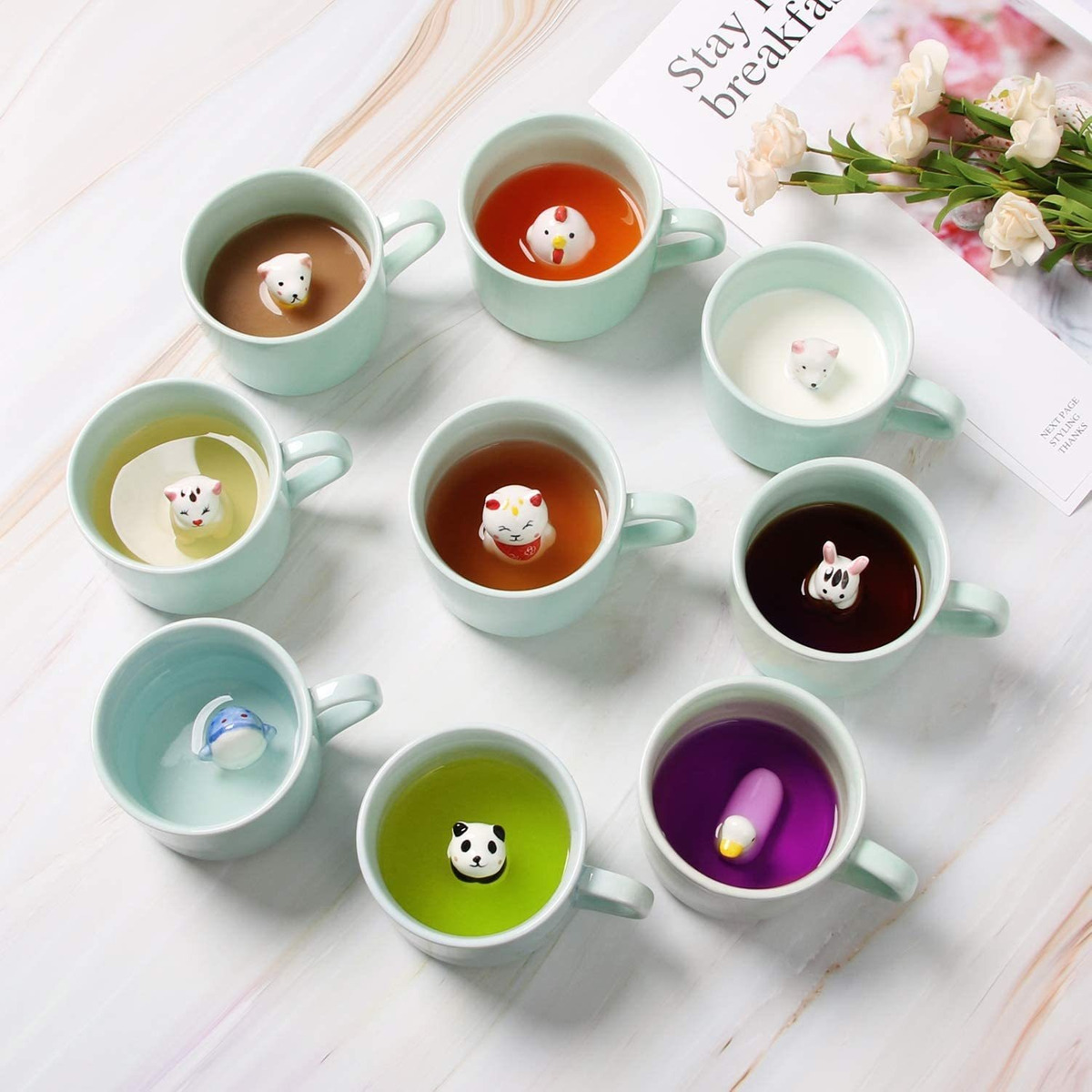 Taza De Café 3d Sorpresa Con Diseño De Animales En El Interi