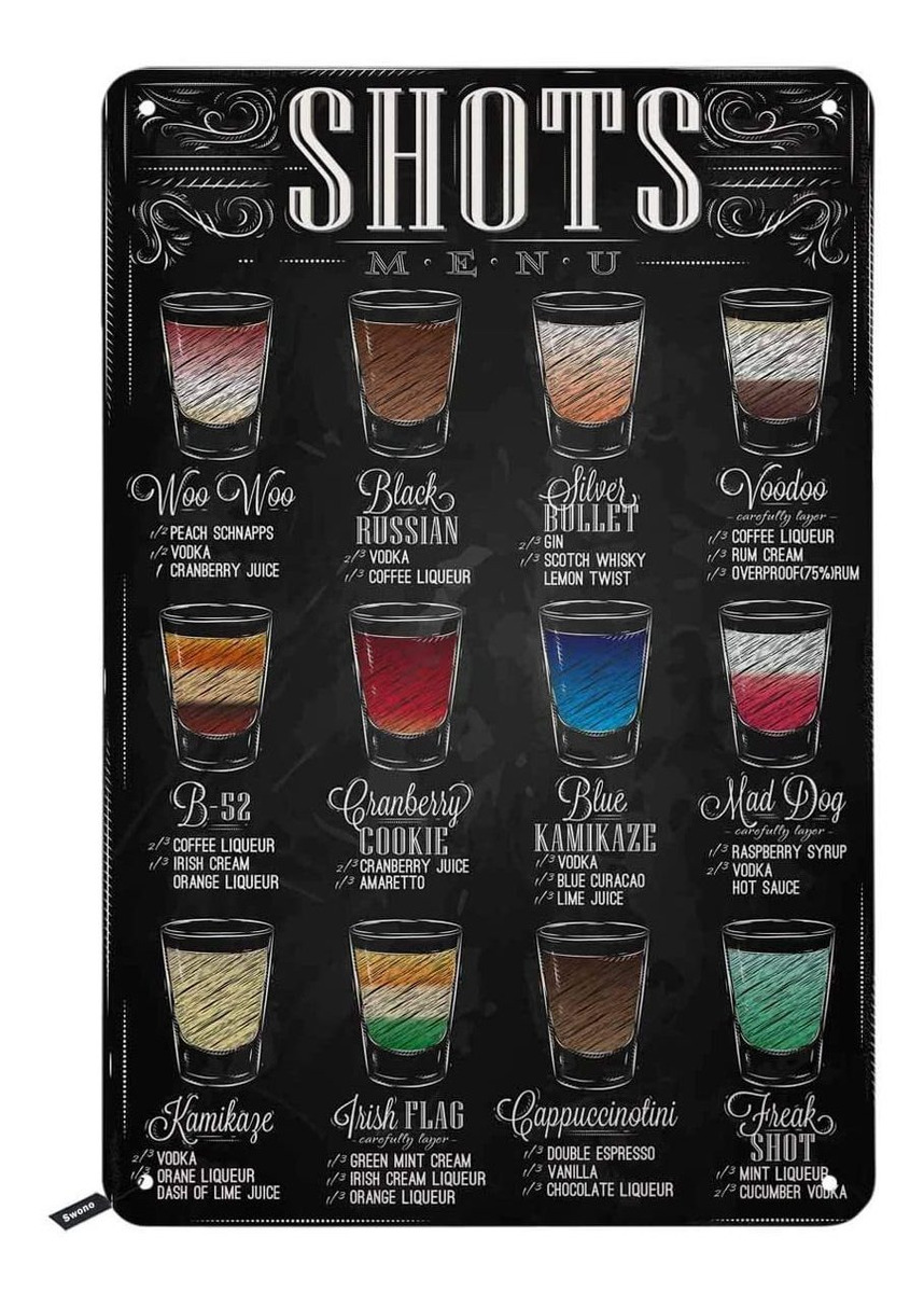 Swono Letreros De Estaño Para Menú, Bebidas Con Nombres En E