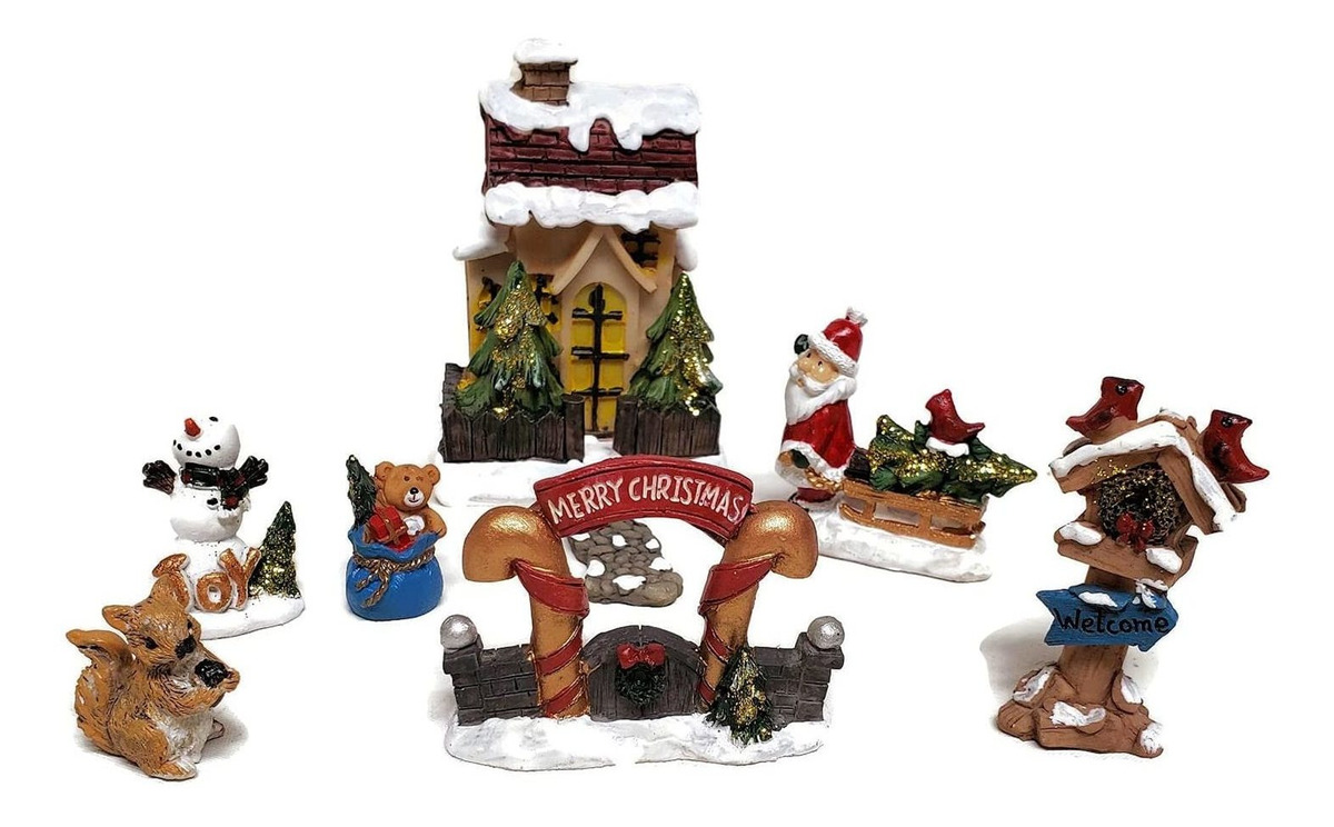 Figuras De Pueblo De Navidad Miniatura Para El Hogar O Jardí