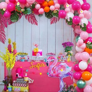 Globo Del Flamenco Rosa 105pcs Verde Tropical Garland Kit, L