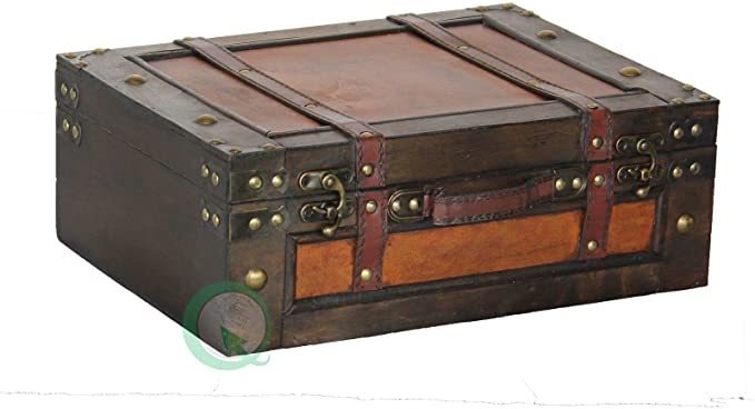 Viejo Estilo Maleta Con Las Correas, Grande