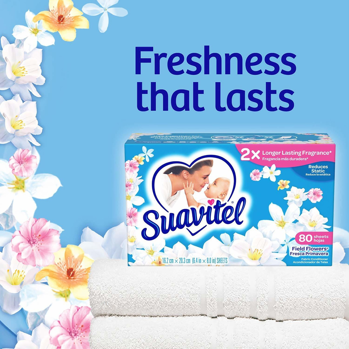 Suavitel 139.167 Hojas Suavizantes Para Secadora, Flores De