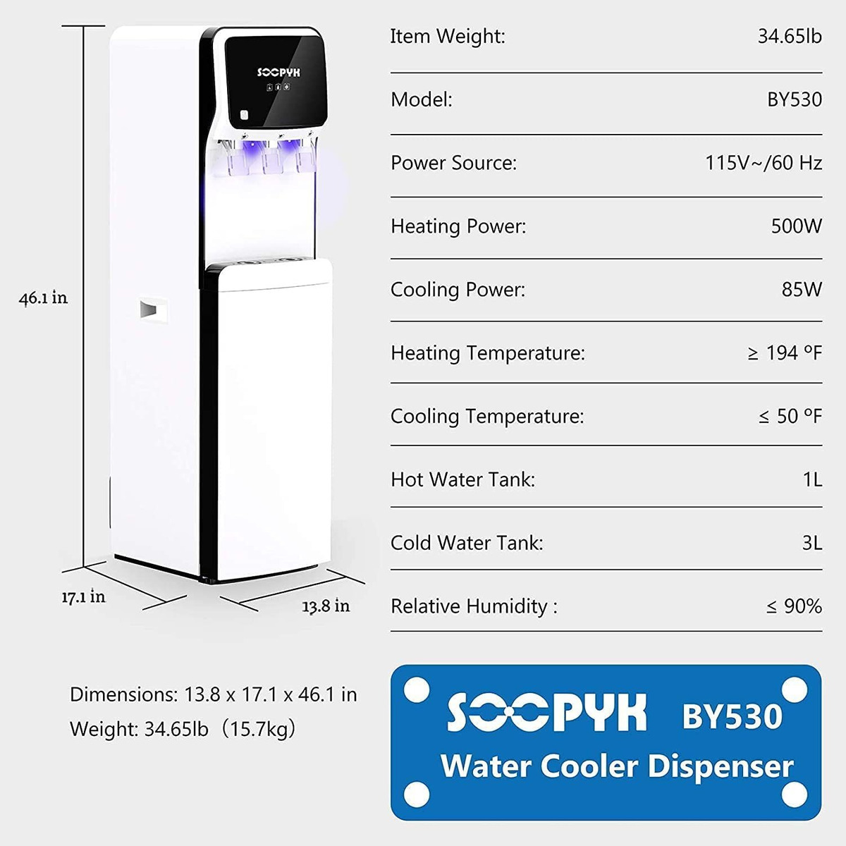Soopyk Dispensador De Agua, Enfriador De Agua De Carga Infer
