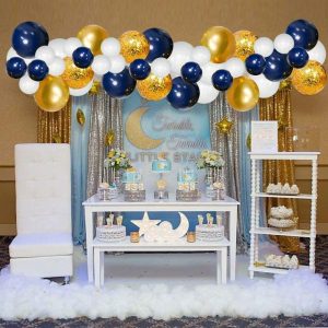Azul Marino Globos Garland Kit, 120 Pc De La Armada Y El Oro