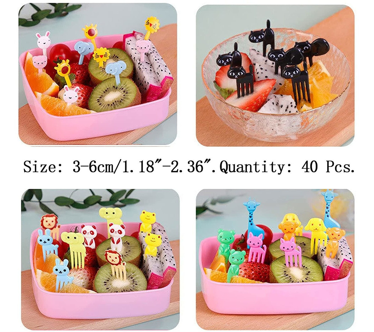 40 Púas De Comida De Animales Para Niños, Lindos Palillos De